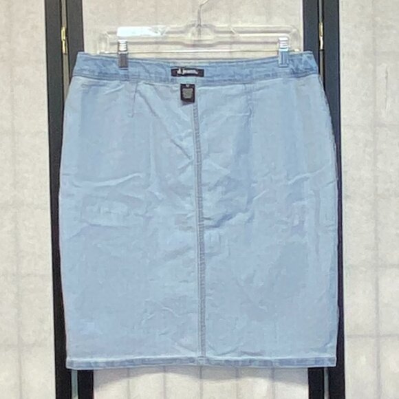 D. Jeans High Waist Button Front Stretch Denim Jeans Pencil Skirt Light Wash 12 - Picture 6 of 11